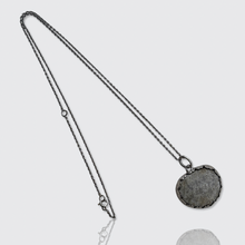 Load image into Gallery viewer, Silver Mounted 'Scare-Stone' Fossil Amulet Pendant