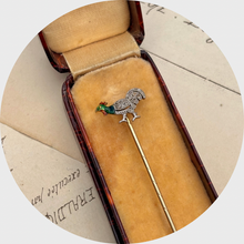 Load image into Gallery viewer, Antique Enamel &amp; Diamond Rooster Stickpin