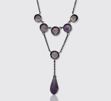 Load image into Gallery viewer, Edwardian Silver Amethyst Lavalier Drop Necklace