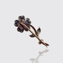 Load image into Gallery viewer, 19th Century Amethyst &amp; Diamond Flower Brooch