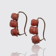 Load image into Gallery viewer, Victorian Coral Rose Earrings, Gueudet