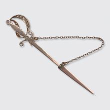 Load image into Gallery viewer, Rose Gold &amp; Diamond Sword Jabot Pin