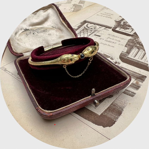 Victorian 18k Gold Sapphire Double Snake Bracelet