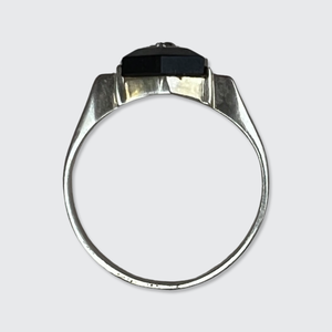 Art Deco Onyx & Diamond Target Ring