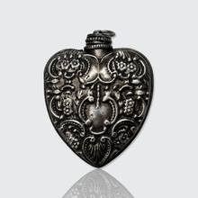 Load image into Gallery viewer, Antique Silver Heart-Shaped Flask Pendant