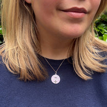 Load image into Gallery viewer, Antique Silver Enameled 'Jamais Moins Toujours Plus' Rebus Pendant