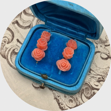 Load image into Gallery viewer, Victorian Coral Rose Earrings, Gueudet