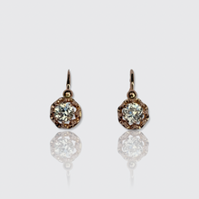 Load image into Gallery viewer, Antique Petite 18k Rose Gold &amp; Diamond Dormeuse Earrings