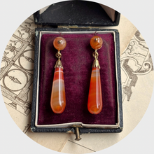Load image into Gallery viewer, Vintage Banded Agate Drop Earrings