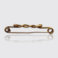 Load image into Gallery viewer, Antique Gold Ruby &amp; Diamond Double Snakes Brooch