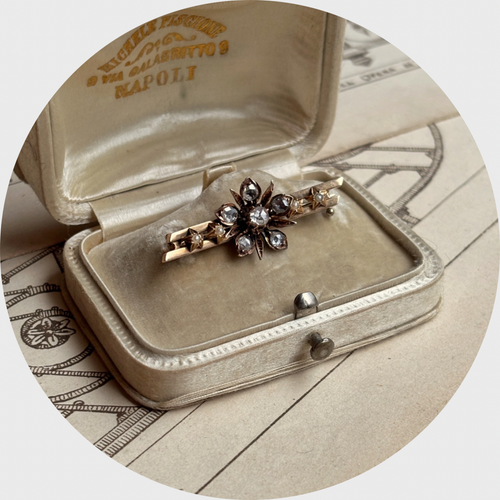 Victorian Rose-Cut Diamond Floral Brooch