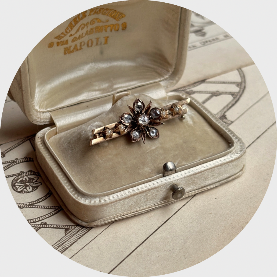 Victorian Rose-Cut Diamond Floral Brooch