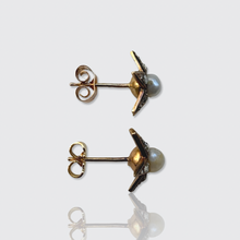 Load image into Gallery viewer, Victorian Pearl &amp; Diamond Star Earrings