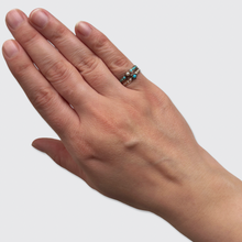 Load image into Gallery viewer, Victorian era Turquoise &amp; Pearl Crossover Ring
