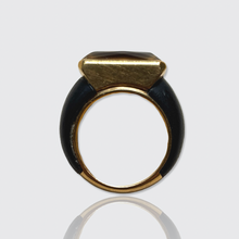 Load image into Gallery viewer, Vintage Citrine, Wood &amp; Gold Statement Ring