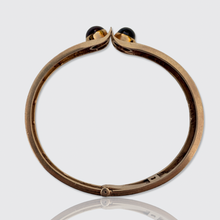 Load image into Gallery viewer, Retro 18k Gold &amp; Garnet Hinged Cuff Bangle