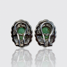 Load image into Gallery viewer, Vintage Emerald &amp; Diamond Cluster Earrings