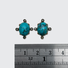 Load image into Gallery viewer, Victorian Turquoise &amp; Diamond Earrings