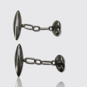 Victorian Silver Heart-Shaped Cufflinks in Box, 1887