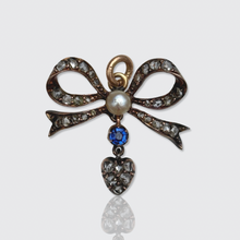 Load image into Gallery viewer, Belle Epoque Sapphire &amp; Diamond Bow Pendant