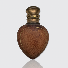Load image into Gallery viewer, Antique Heart-Shaped Leather Lined Perfume Bottle