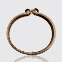 Load image into Gallery viewer, Retro 18k Gold &amp; Garnet Hinged Cuff Bangle