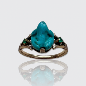 Egyptian Revival Faience Frog Amulet Ring