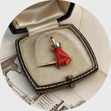 Load image into Gallery viewer, Victorian Coral Dagger in Hand Pendant, Stickpin Conversion