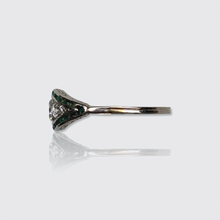 Load image into Gallery viewer, Art Deco Platinum Emerald &amp; Diamond Marquise Ring