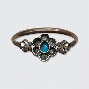 Georgian Turquoise & Diamond Flower Ring