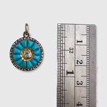 Load image into Gallery viewer, Victorian Enamel, Turquoise &amp; Diamond Circular Pendant
