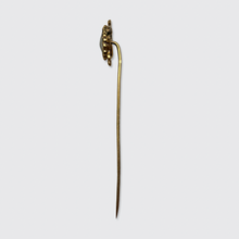 Load image into Gallery viewer, Antique Pearl, Emerald &amp; Diamond Turtle Stickpin