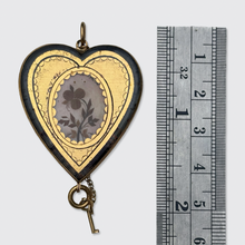 Load image into Gallery viewer, 19th Century Locked Heart Hairwork Locket Pendant