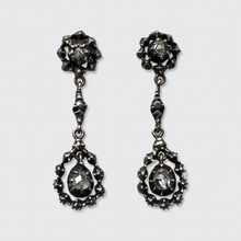 Load image into Gallery viewer, Silver Rose-Cut Diamond Drop Earrings