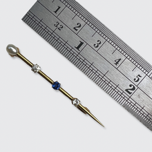 Load image into Gallery viewer, Victorian Pearl, Sapphire &amp; Diamond Nail Brooch