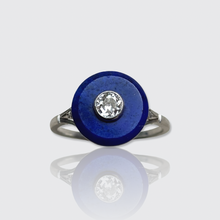 Load image into Gallery viewer, Art Deco Platinum, Lapis Lazuli &amp; Diamond Target Ring
