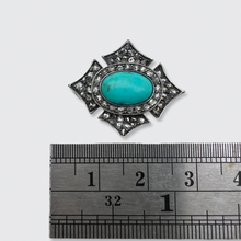 Load image into Gallery viewer, Victorian Turquoise &amp; Diamond Brooch