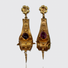 Load image into Gallery viewer, Victorian Gilt Garnet Screw Fitting Earrings