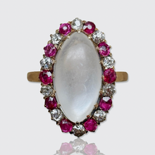 Load image into Gallery viewer, Belle Epoque Moonstone, Ruby &amp; Diamond Cluster Ring
