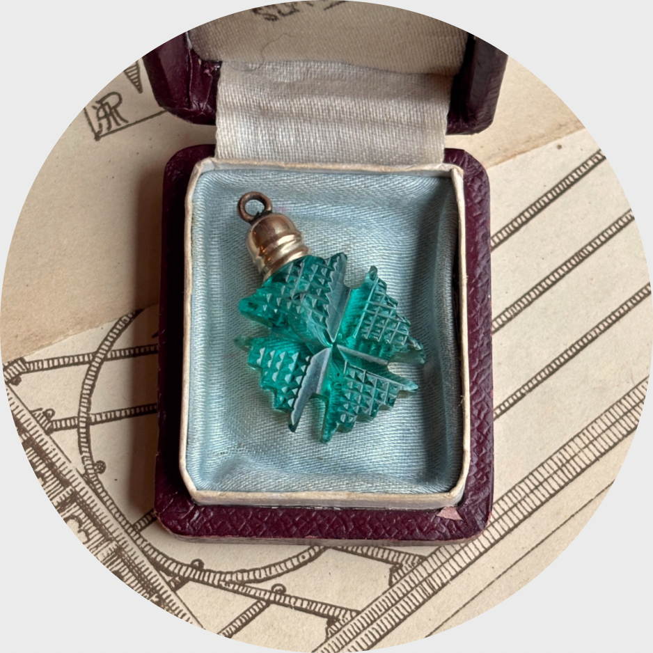 Victorian Glass Maltese Cross Perfume Bottle Pendant