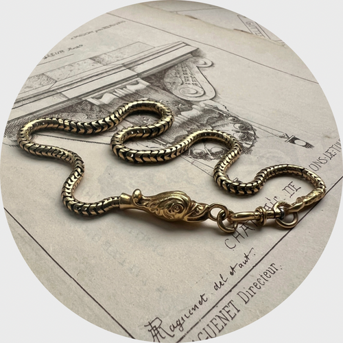 Victorian Gold Snake Watch Chain