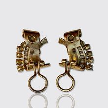 Load image into Gallery viewer, 18k Gold Retro Pearl &amp; Diamond Ear Clips