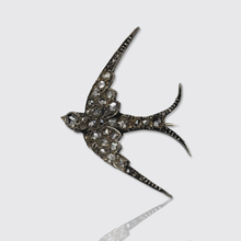 Load image into Gallery viewer, 19th Century Rose-Cut Diamond Soaring Swallow Brooch