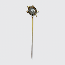 Load image into Gallery viewer, Antique Pearl, Emerald &amp; Diamond Turtle Stickpin