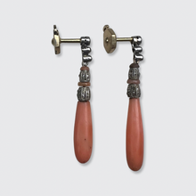 Load image into Gallery viewer, Art Deco Angel Skin Coral Drop Earrings