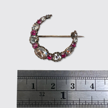 Load image into Gallery viewer, Victorian Crescent Moon Ruby &amp; Diamond Brooch