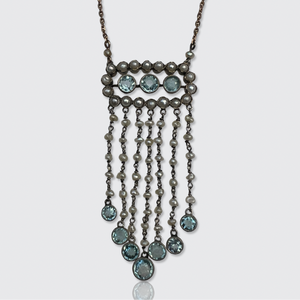 Belle Epoque Aquamarine & Pearl Fringe Lavalier Necklace