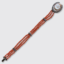 Load image into Gallery viewer, Vintage Coral &amp; Rose-Cut Diamond Cameo Bracelet