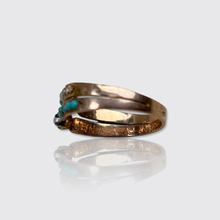 Load image into Gallery viewer, Victorian era Turquoise &amp; Pearl Crossover Ring
