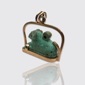 Egyptian Revival Faience Khnum Ram's Amulet Pendant